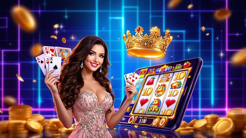 ภาพหน้าจอเกมสล็อตพร้อมองค์ประกอบวงล้อและรอบพิเศษ
